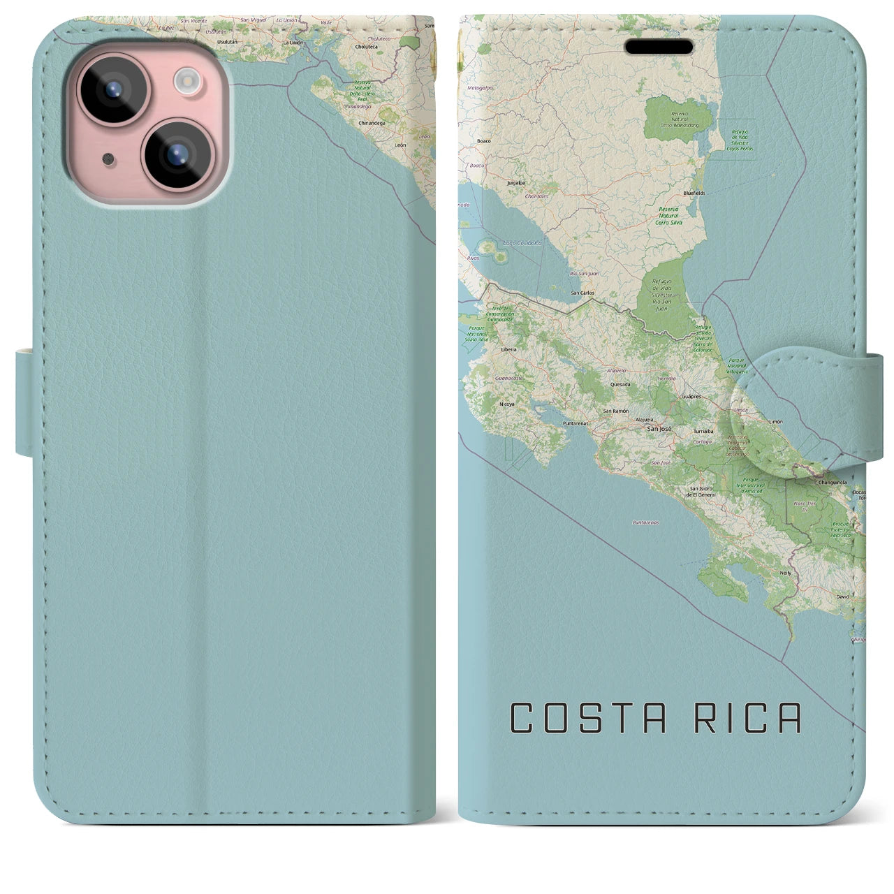 【コスタリカ】地図柄iPhoneケース(手帳タイプ)