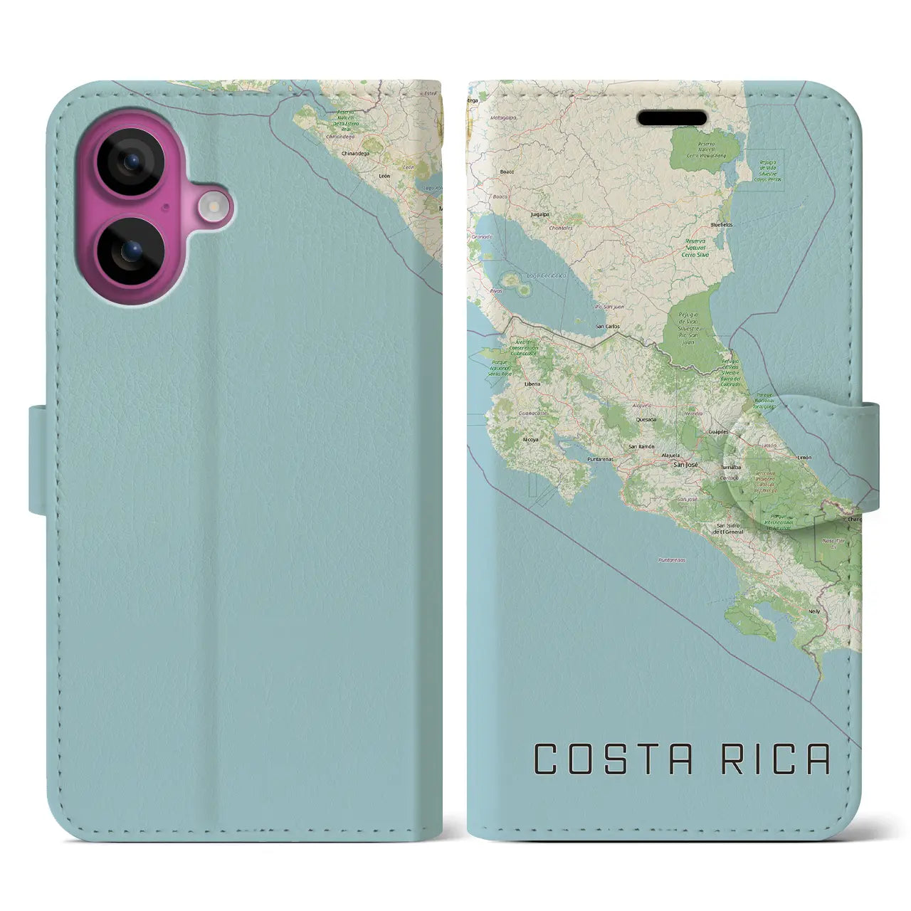 【コスタリカ】地図柄iPhoneケース(手帳タイプ)