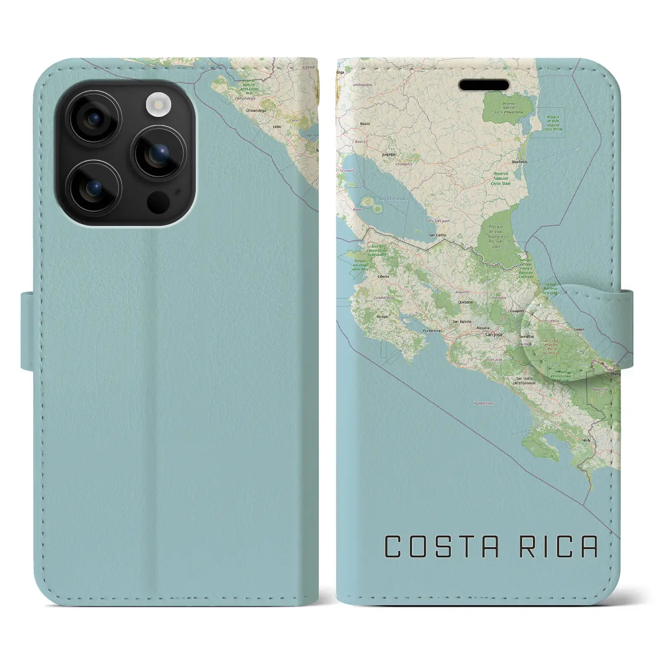 【コスタリカ】地図柄iPhoneケース(手帳タイプ)