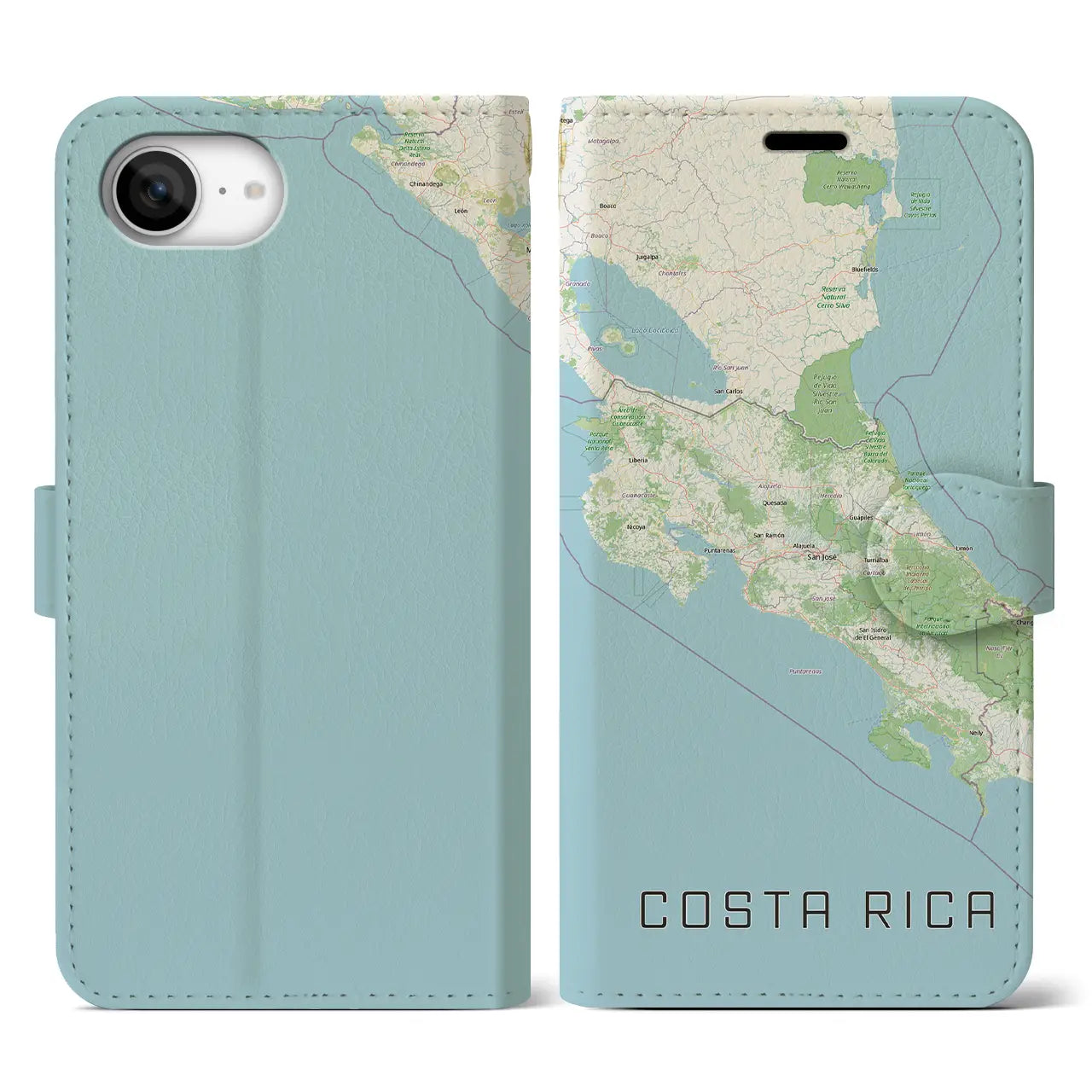 【コスタリカ】地図柄iPhoneケース(手帳タイプ)