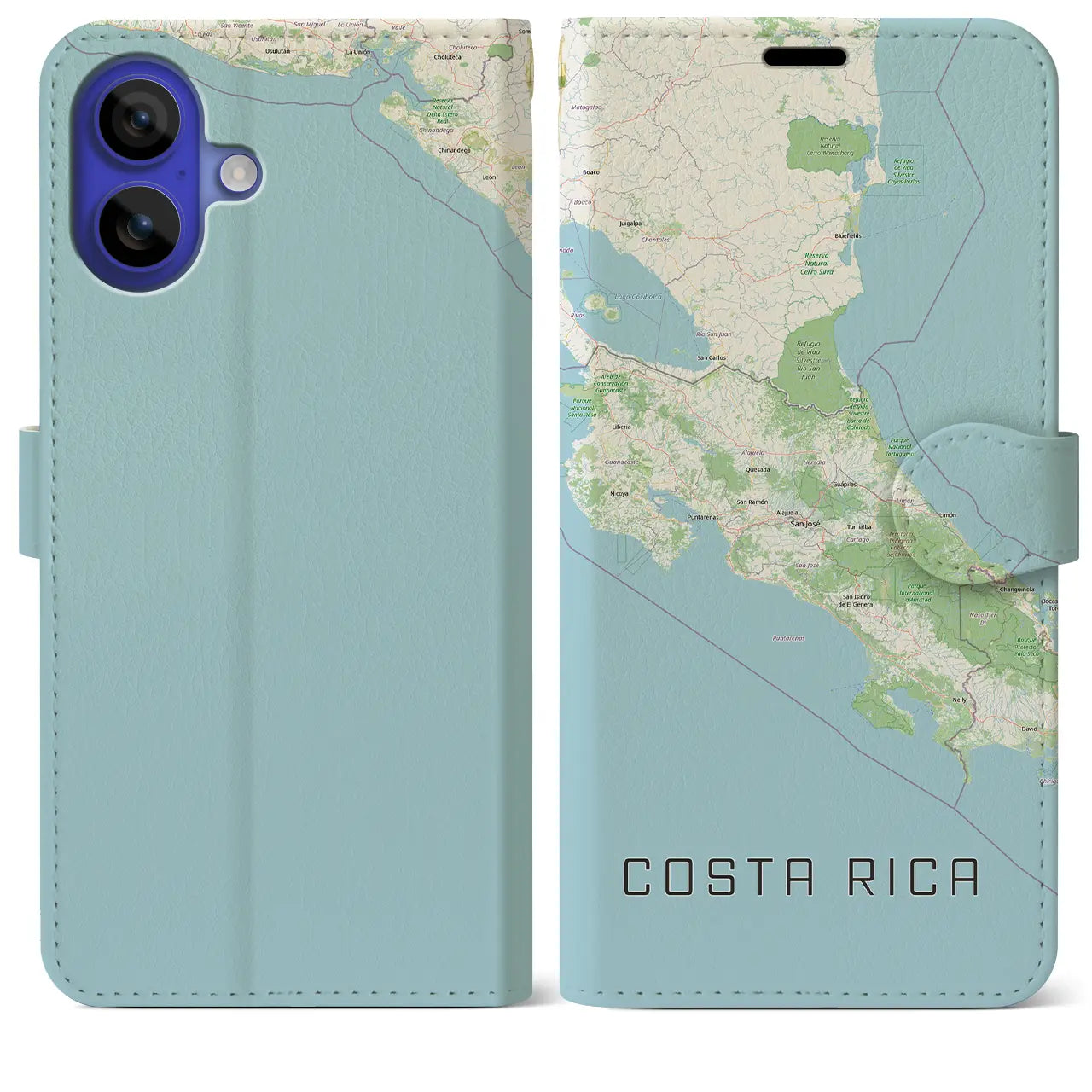 【コスタリカ】地図柄iPhoneケース(手帳タイプ)