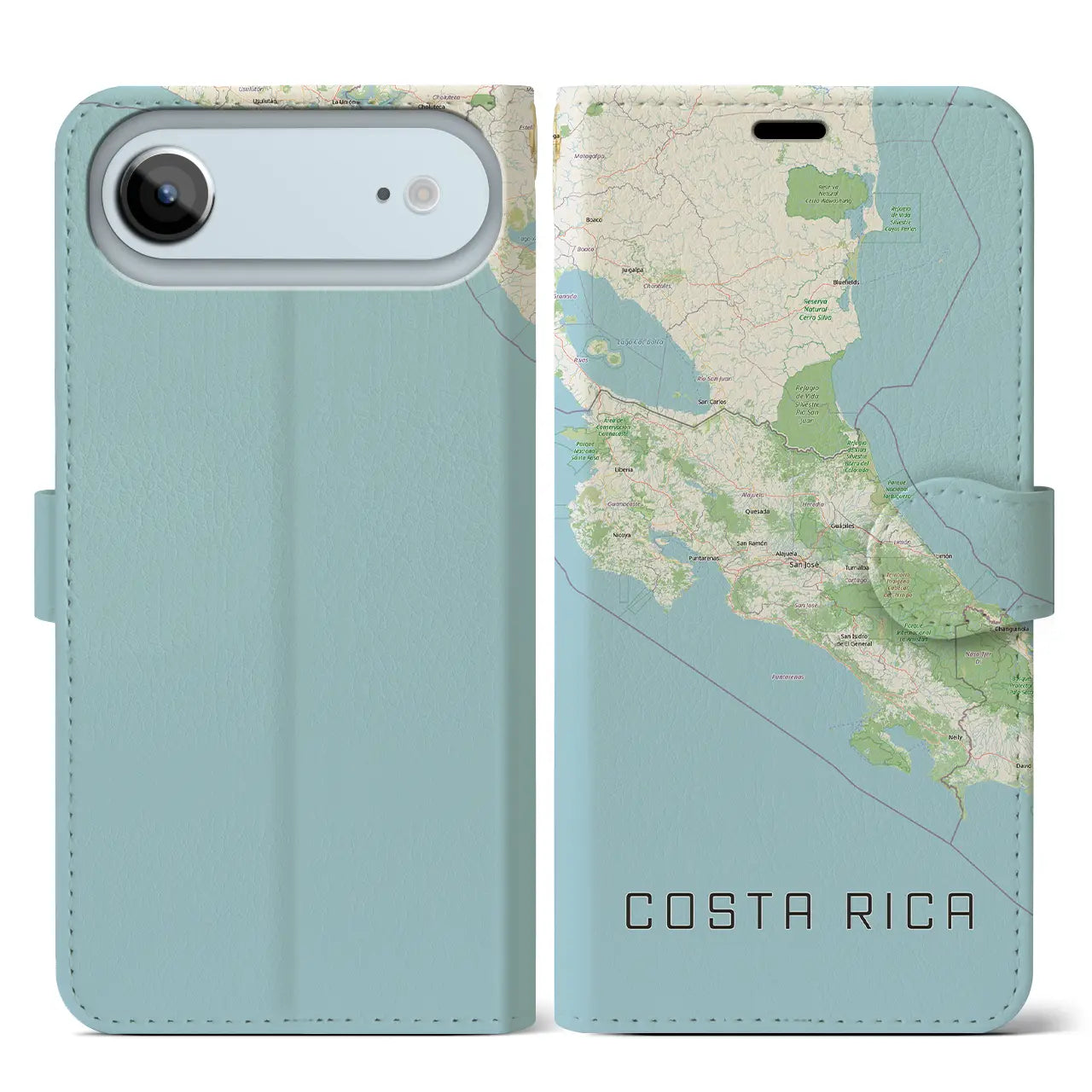 【コスタリカ】地図柄iPhoneケース(手帳タイプ)