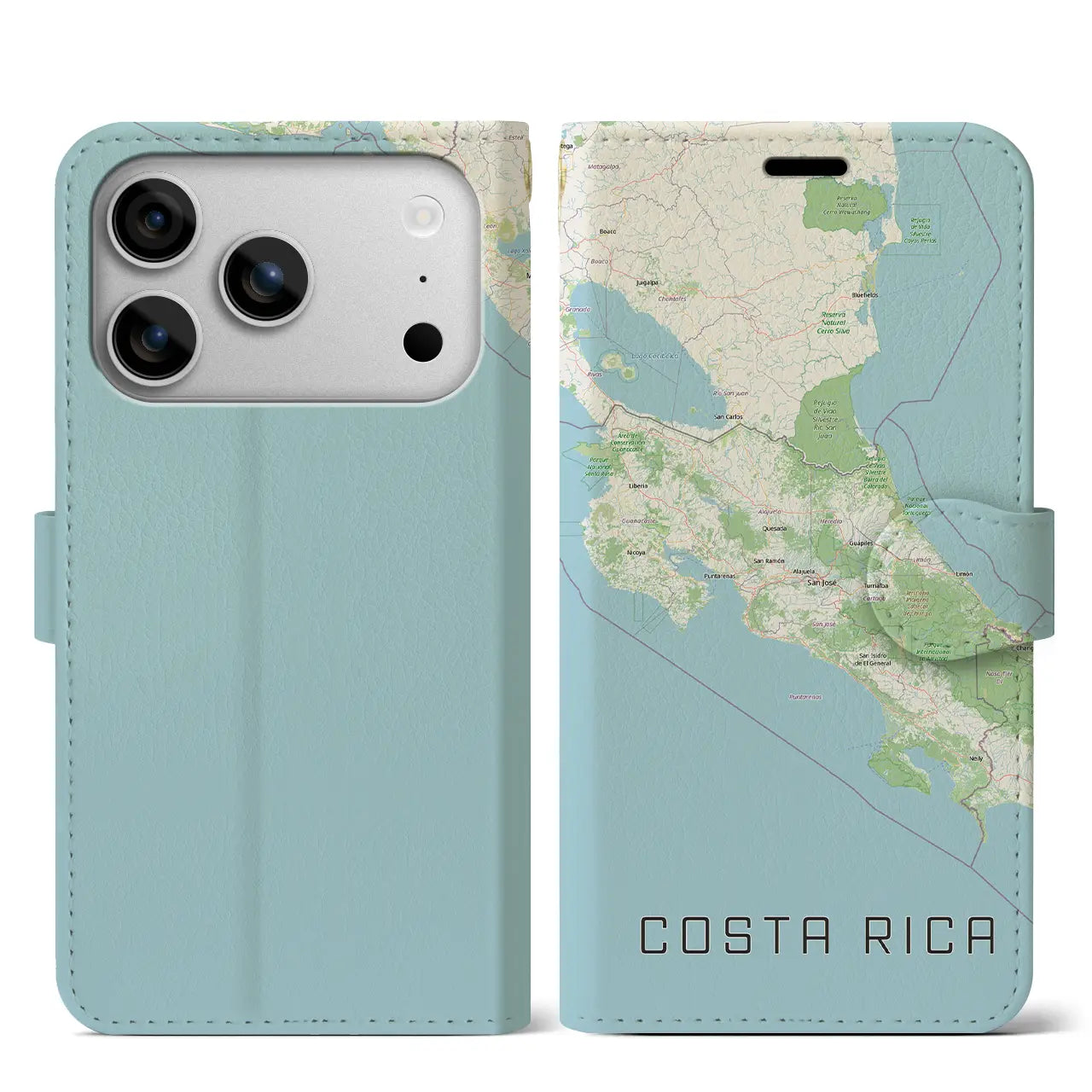 【コスタリカ】地図柄iPhoneケース(手帳タイプ)