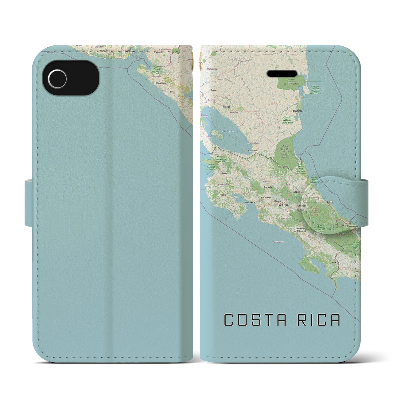 【コスタリカ】地図柄iPhoneケース(手帳タイプ)