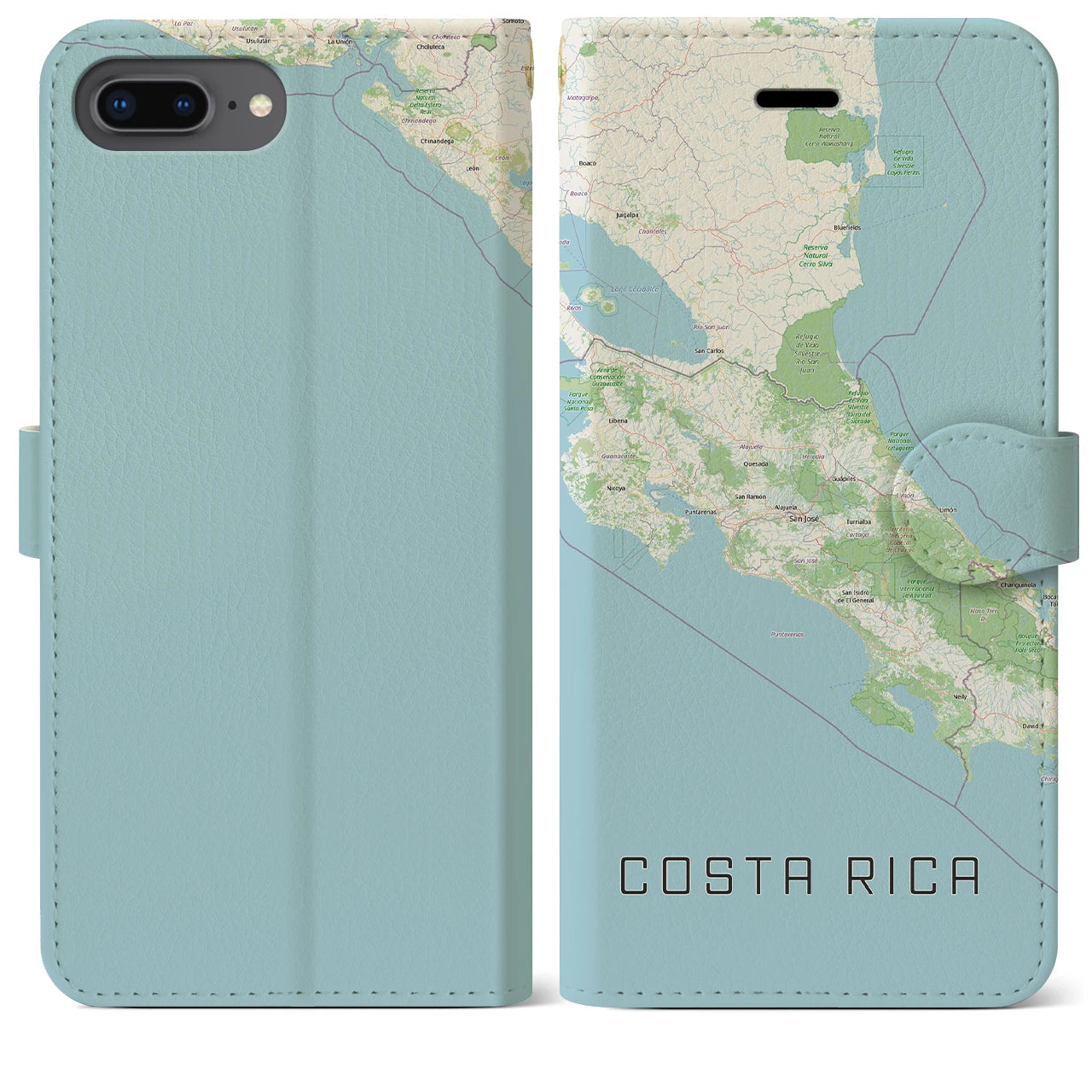 【コスタリカ】地図柄iPhoneケース(手帳タイプ)