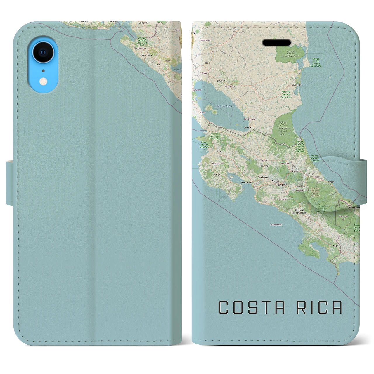 【コスタリカ】地図柄iPhoneケース(手帳タイプ)