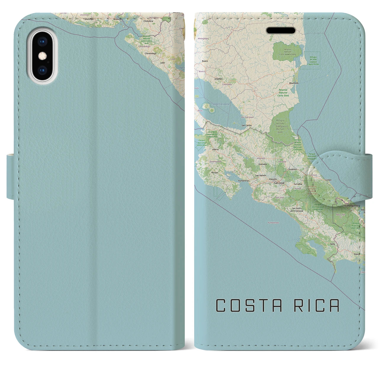 【コスタリカ】地図柄iPhoneケース(手帳タイプ)