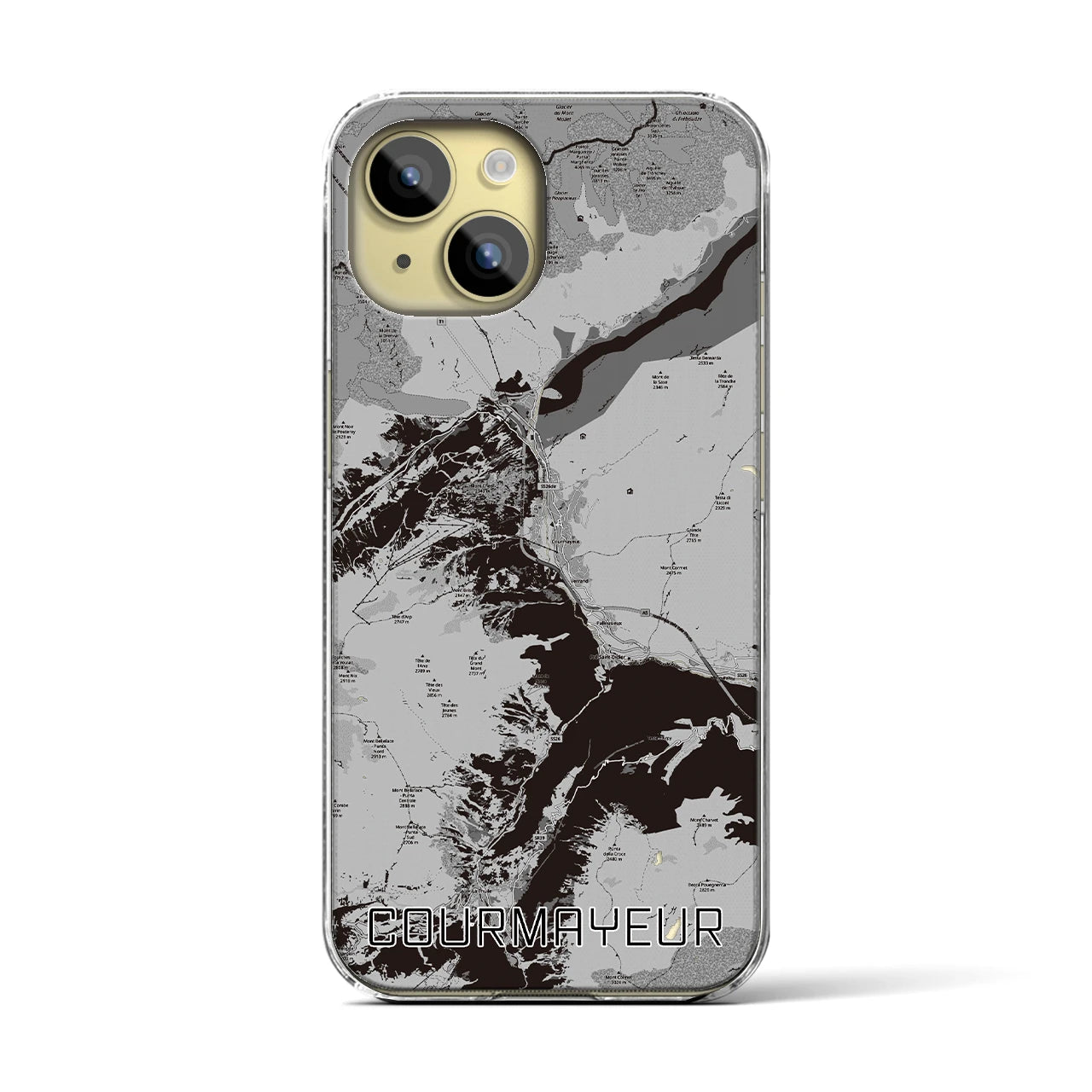 【クールマイユール(イタリア)】地図柄iPhoneケース(クリアタイプ)