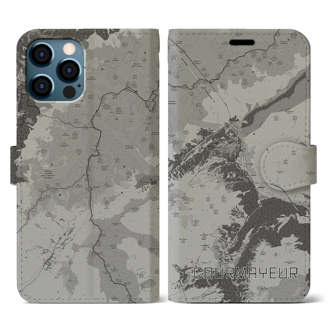 【クールマイユール(イタリア)】地図柄iPhoneケース(手帳タイプ)