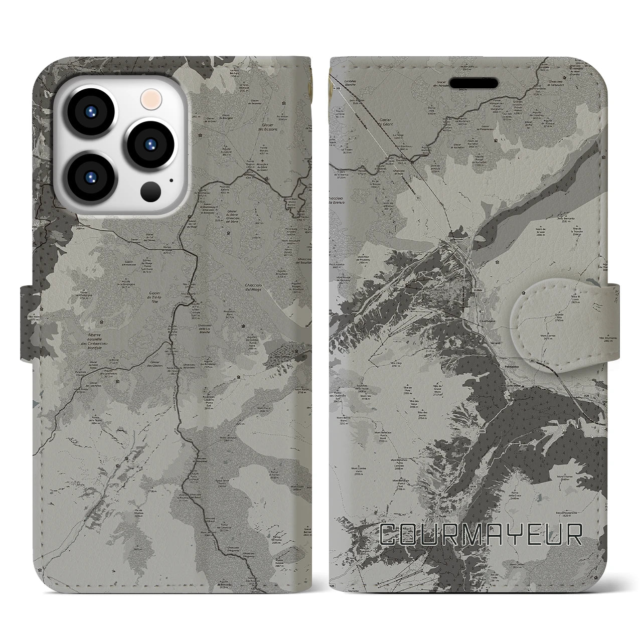 【クールマイユール(イタリア)】地図柄iPhoneケース(手帳タイプ)