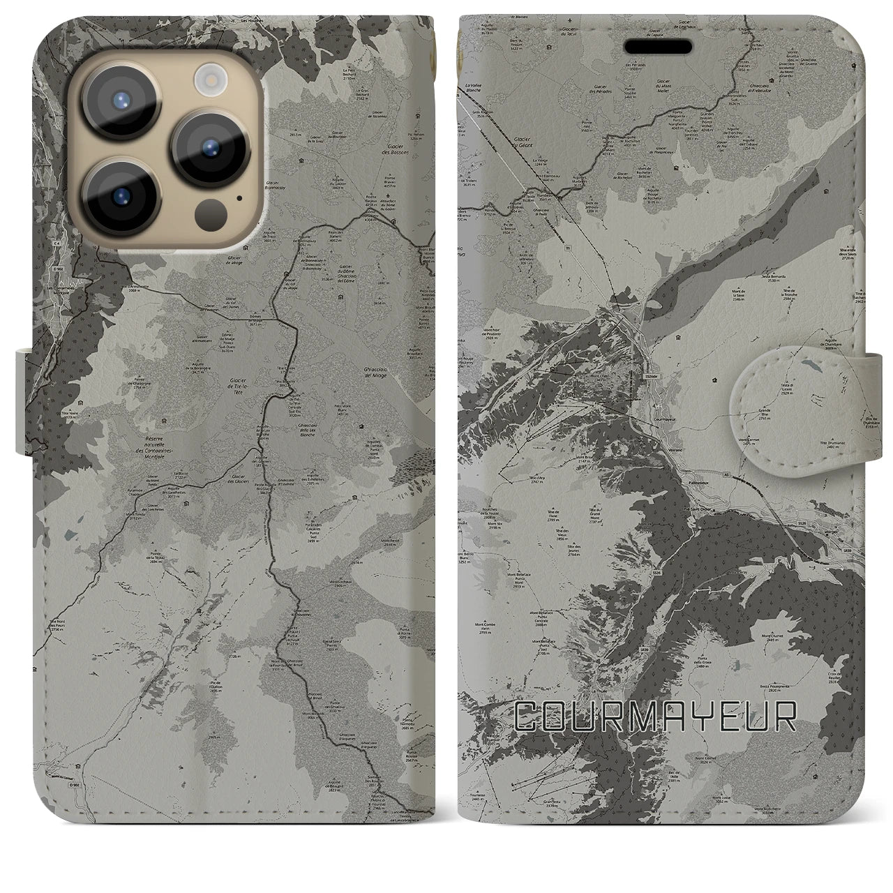 【クールマイユール(イタリア)】地図柄iPhoneケース(手帳タイプ)