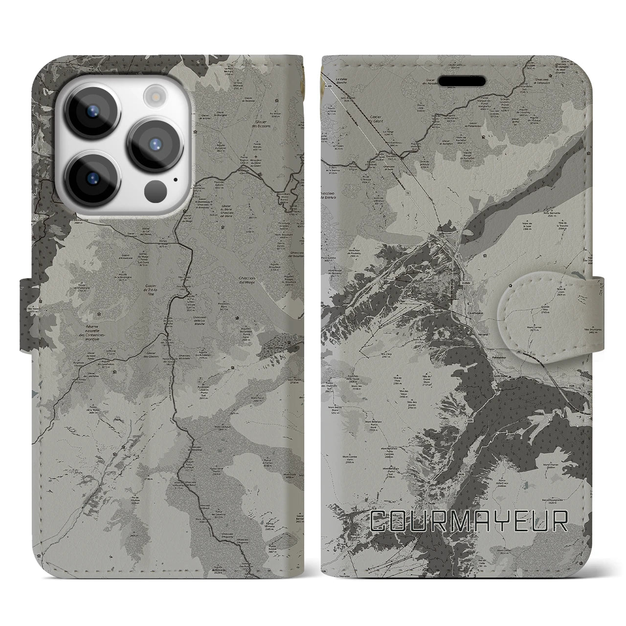 【クールマイユール(イタリア)】地図柄iPhoneケース(手帳タイプ)