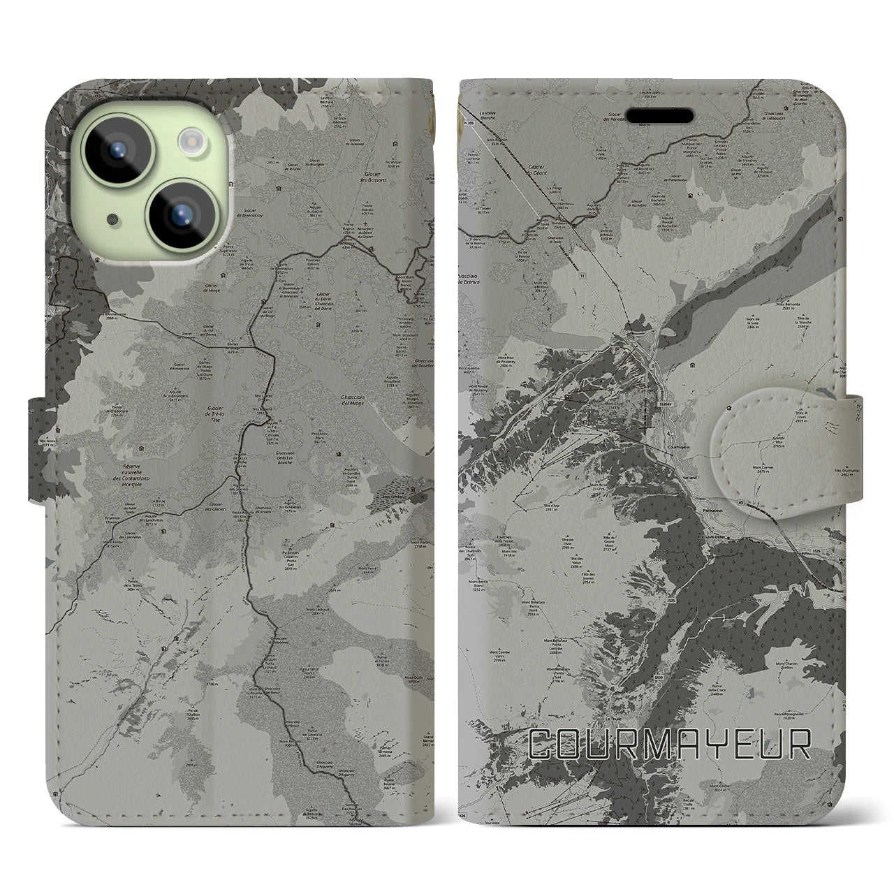 【クールマイユール(イタリア)】地図柄iPhoneケース(手帳タイプ)