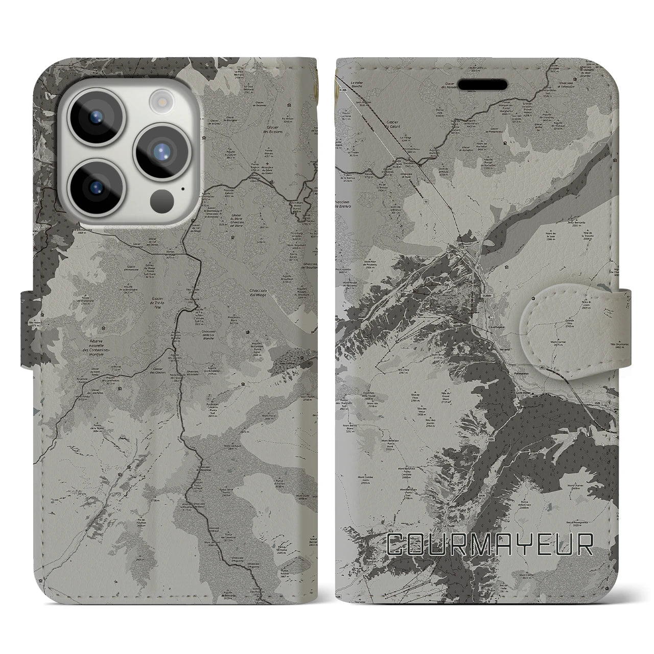 【クールマイユール(イタリア)】地図柄iPhoneケース(手帳タイプ)