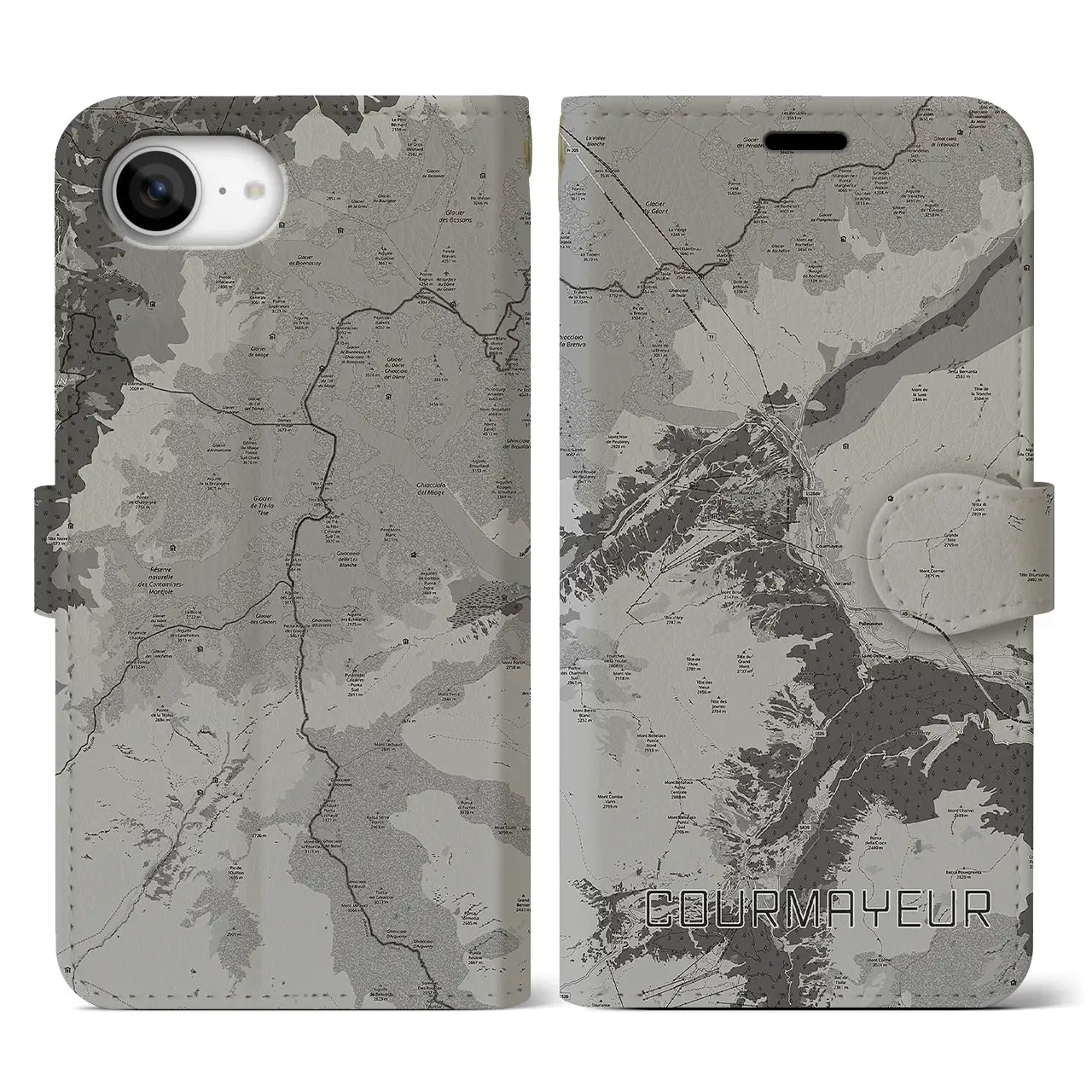 【クールマイユール(イタリア)】地図柄iPhoneケース(手帳タイプ)