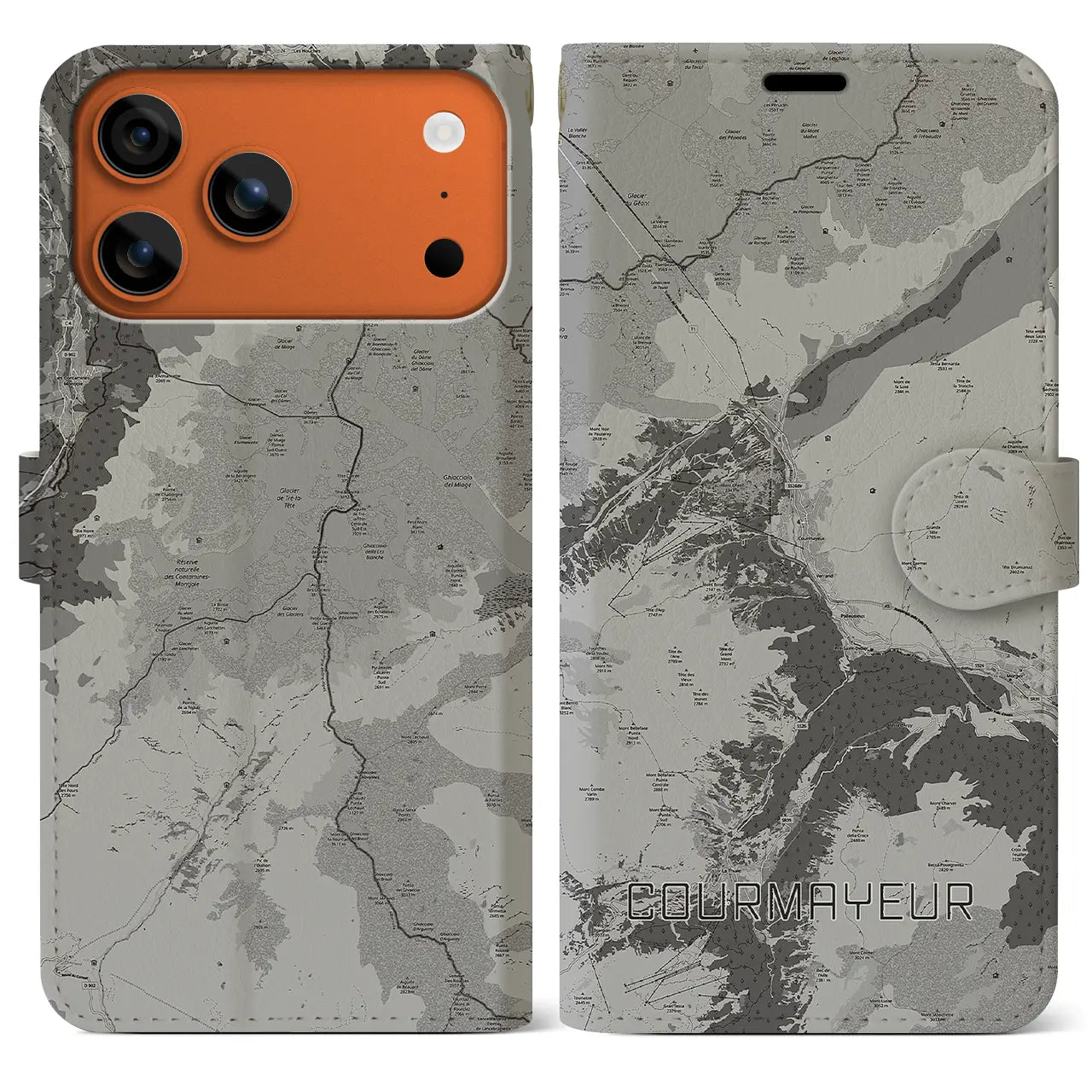 【クールマイユール(イタリア)】地図柄iPhoneケース(手帳タイプ)