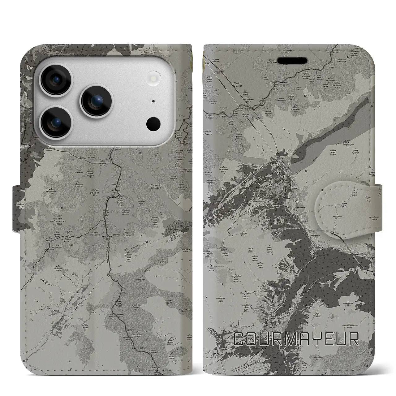 【クールマイユール(イタリア)】地図柄iPhoneケース(手帳タイプ)