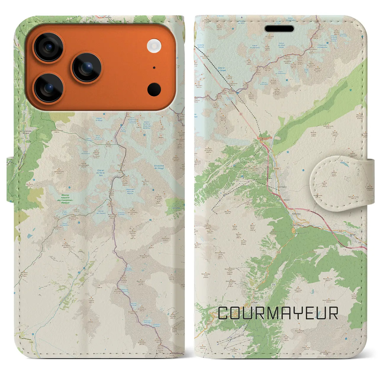 【クールマイユール(イタリア)】地図柄iPhoneケース(手帳タイプ)