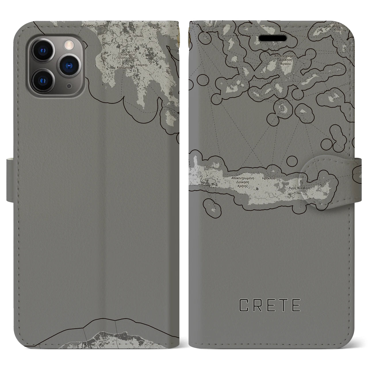 【クレタ島(ギリシャ)】地図柄iPhoneケース(手帳タイプ)