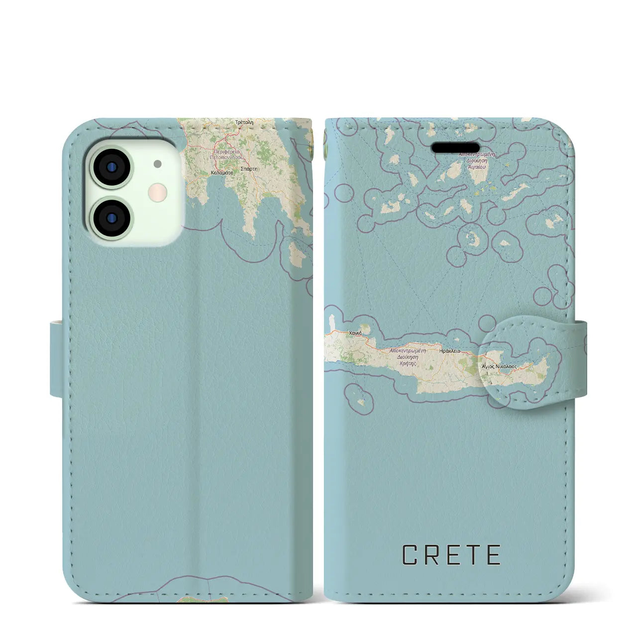 【クレタ島(ギリシャ)】地図柄iPhoneケース(手帳タイプ)