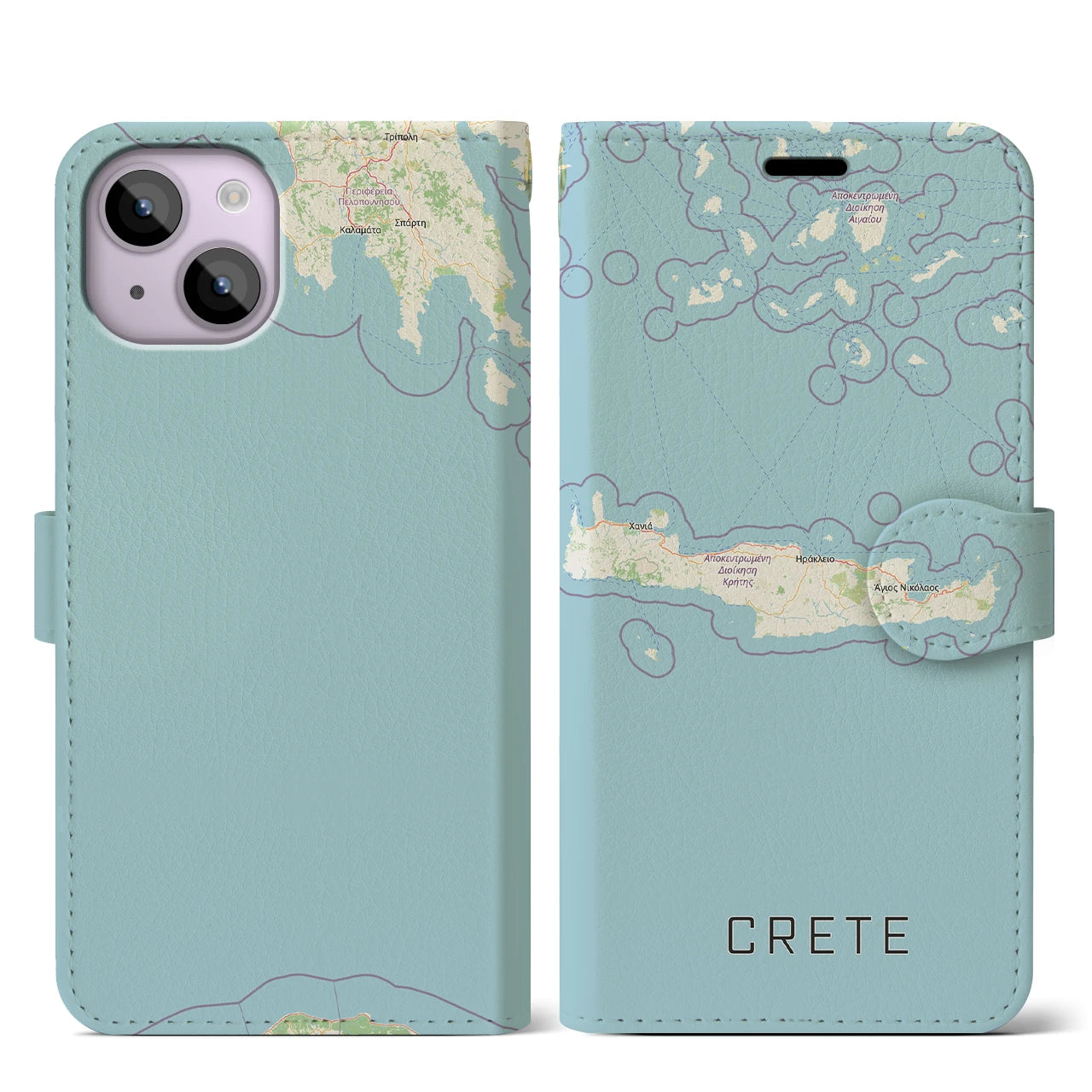【クレタ島(ギリシャ)】地図柄iPhoneケース(手帳タイプ)