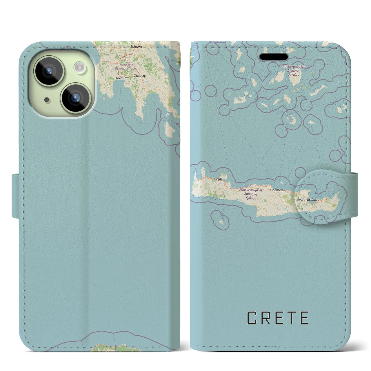 【クレタ島(ギリシャ)】地図柄iPhoneケース(手帳タイプ)