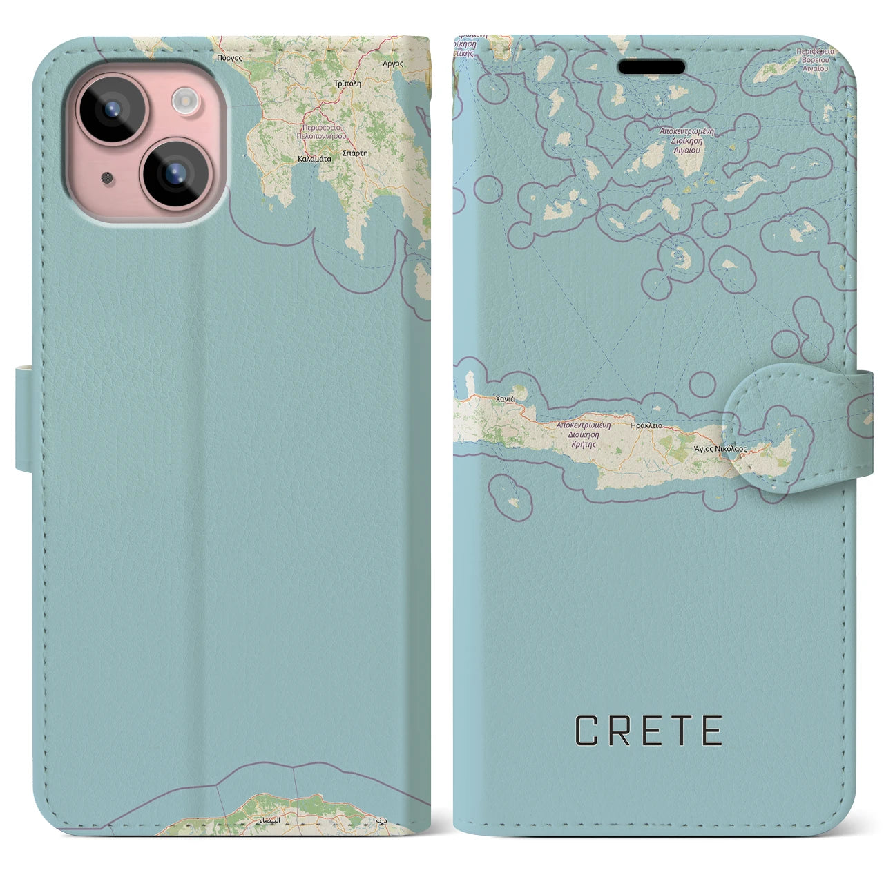 【クレタ島(ギリシャ)】地図柄iPhoneケース(手帳タイプ)