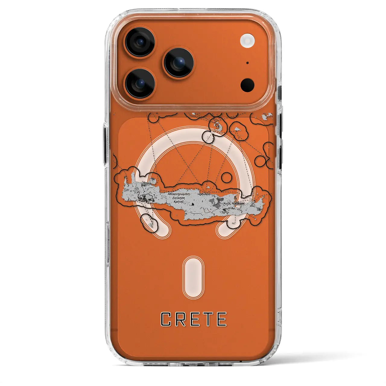 【クレタ島(ギリシャ)】地図柄iPhoneケース(MagSafeタイプ)モノトーン・iPhone 17 Pro Max 用