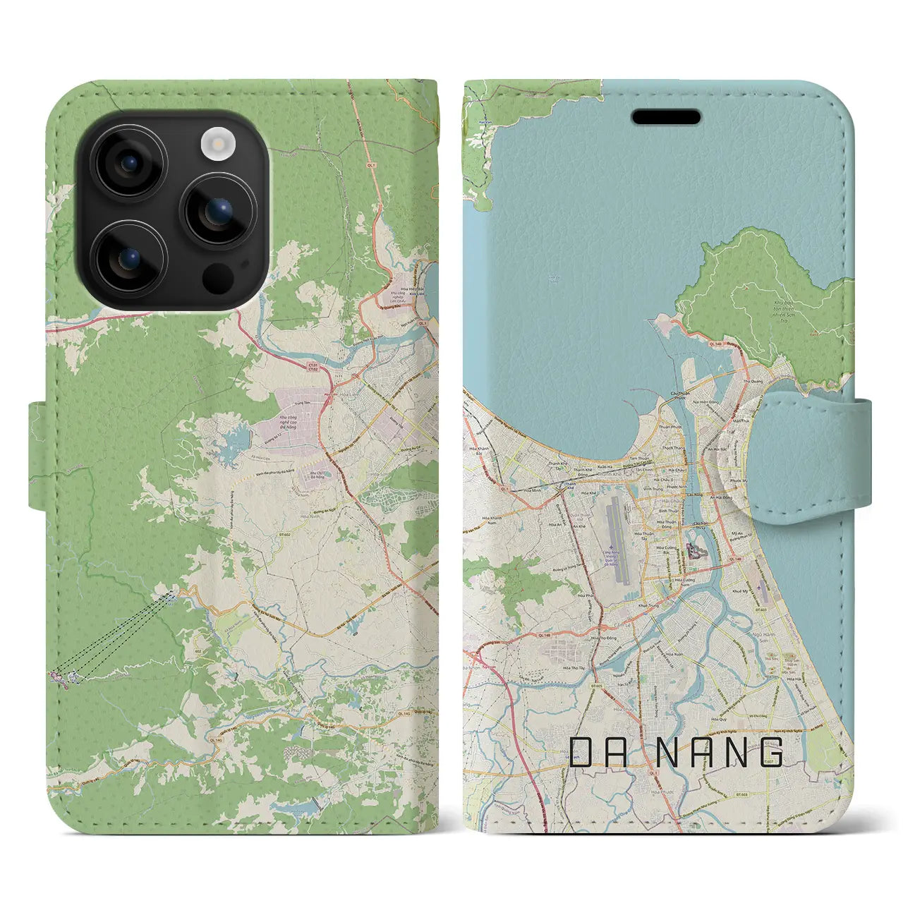 【ダナン(ベトナム)】地図柄iPhoneケース(手帳タイプ)ナチュラル・iPhone 16 用