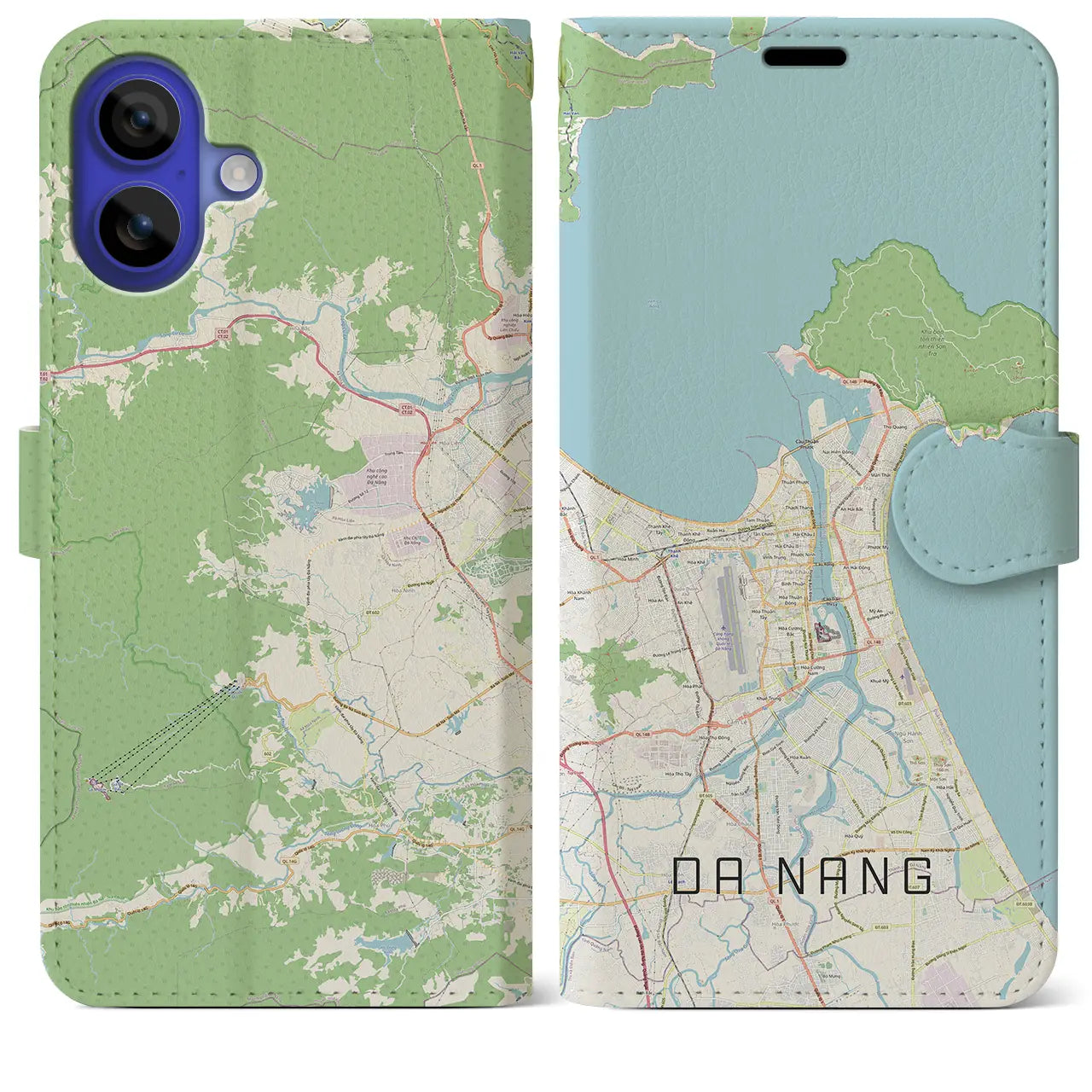 【ダナン(ベトナム)】地図柄iPhoneケース(手帳タイプ)ナチュラル・iPhone 16 Pro Max 用