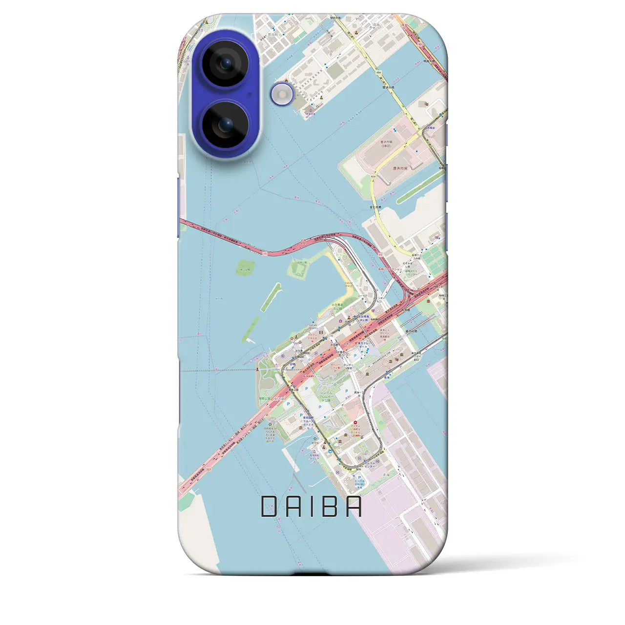 【台場(東京都)】地図柄iPhoneケース(バックカバータイプ)ブラック・iPhone 16 Pro Max 用