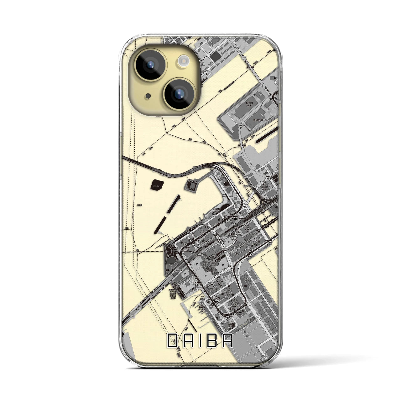 【台場(東京都)】地図柄iPhoneケース(クリアタイプ)