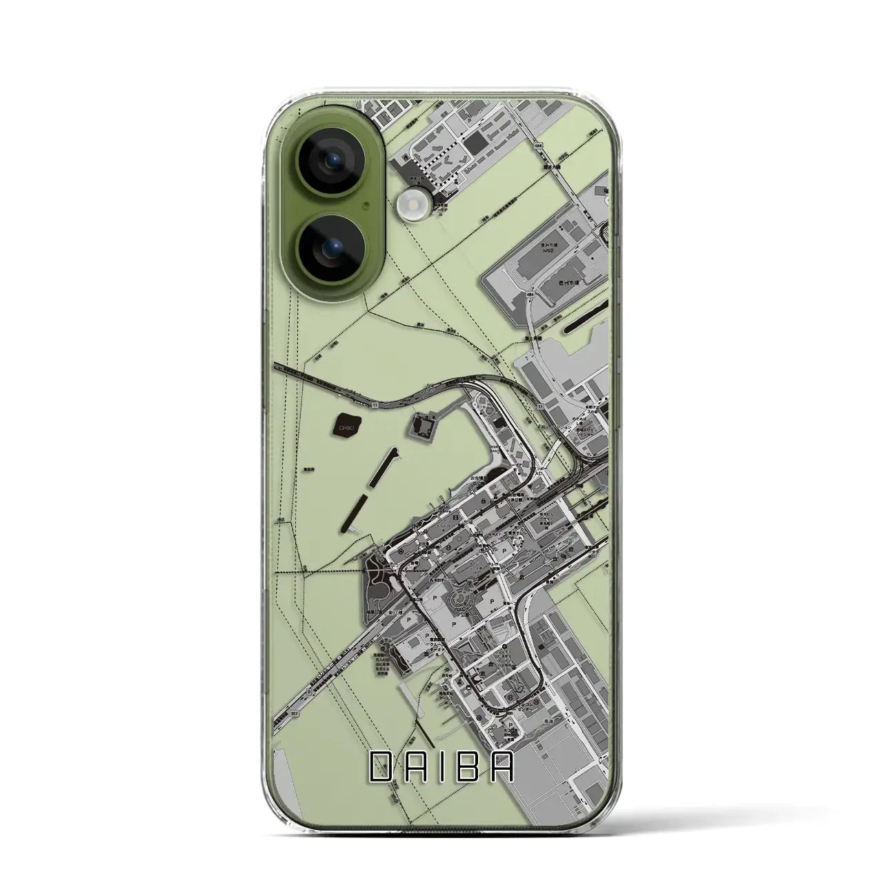 【台場(東京都)】地図柄iPhoneケース(クリアタイプ)モノトーン・iPhone 17 Pro Max 用