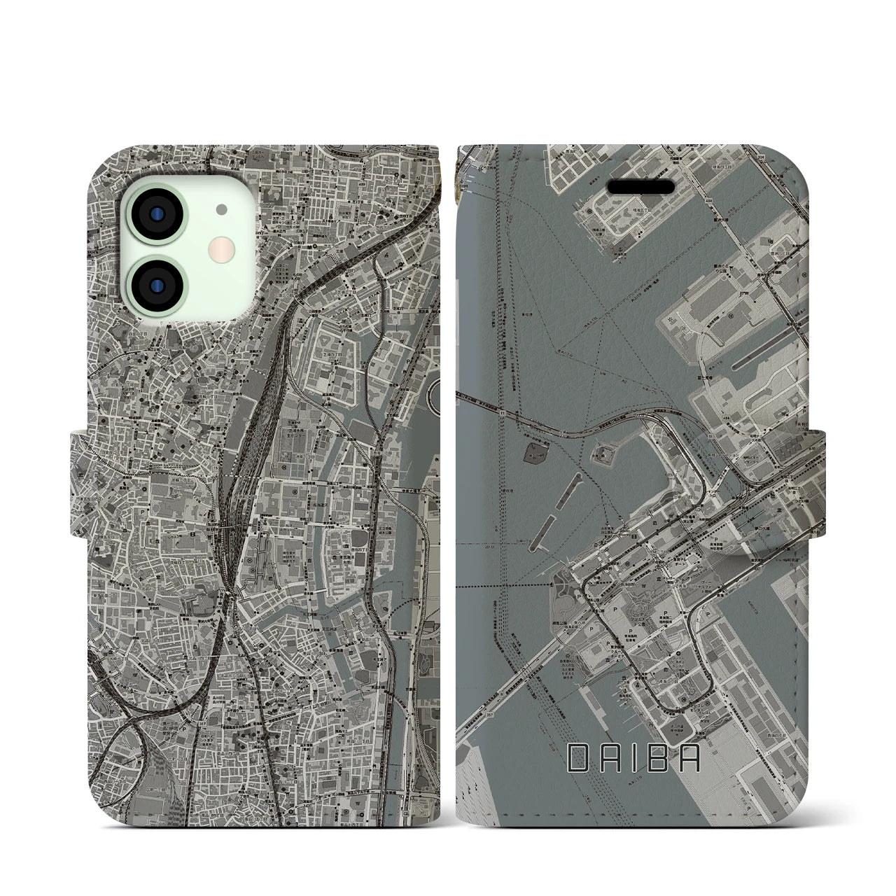 【台場(東京都)】地図柄iPhoneケース(手帳タイプ)