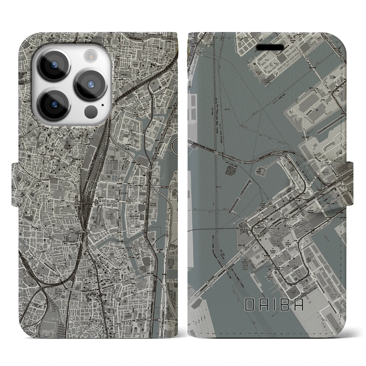 【台場(東京都)】地図柄iPhoneケース(手帳タイプ)