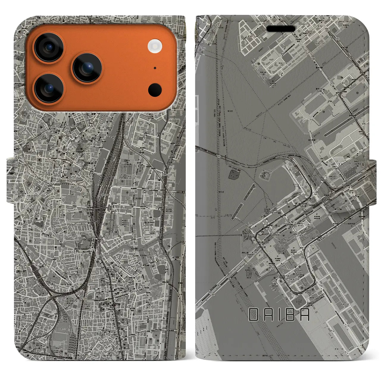 【台場(東京都)】地図柄iPhoneケース(手帳タイプ)