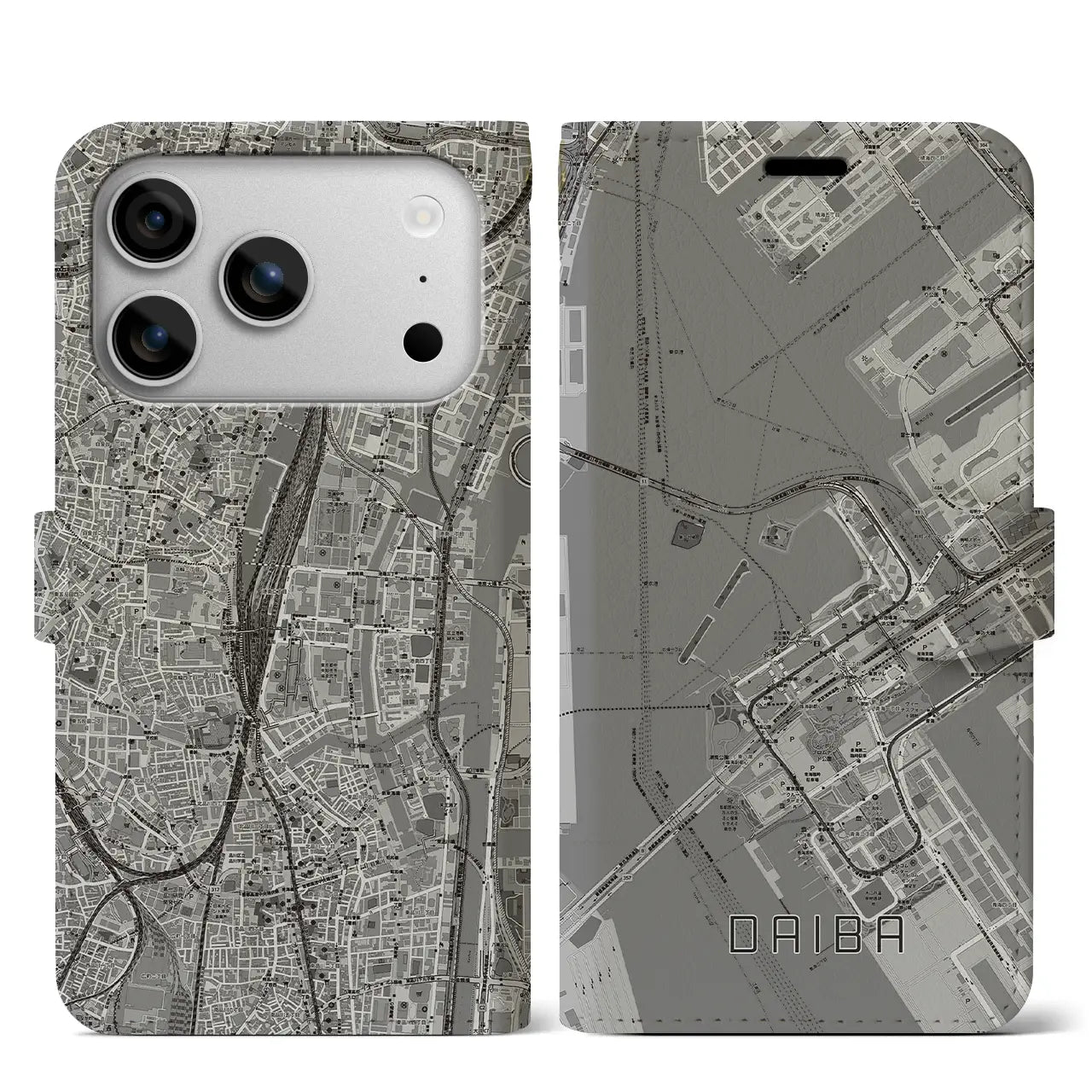 【台場(東京都)】地図柄iPhoneケース(手帳タイプ)