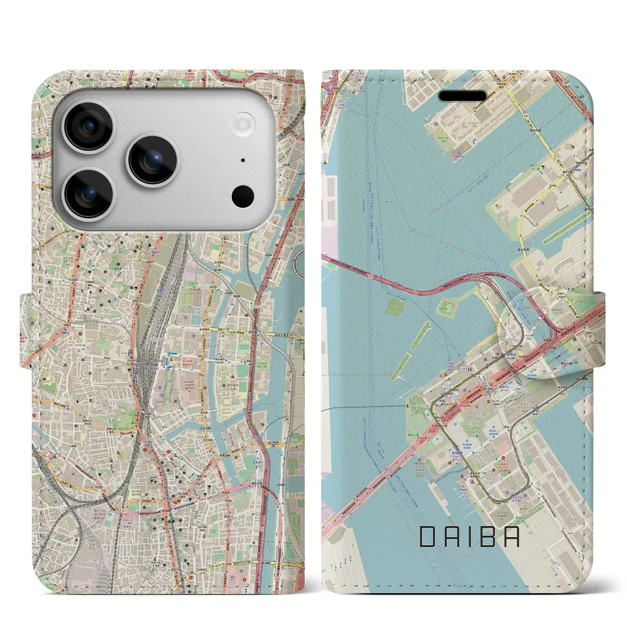 【台場(東京都)】地図柄iPhoneケース(手帳タイプ)