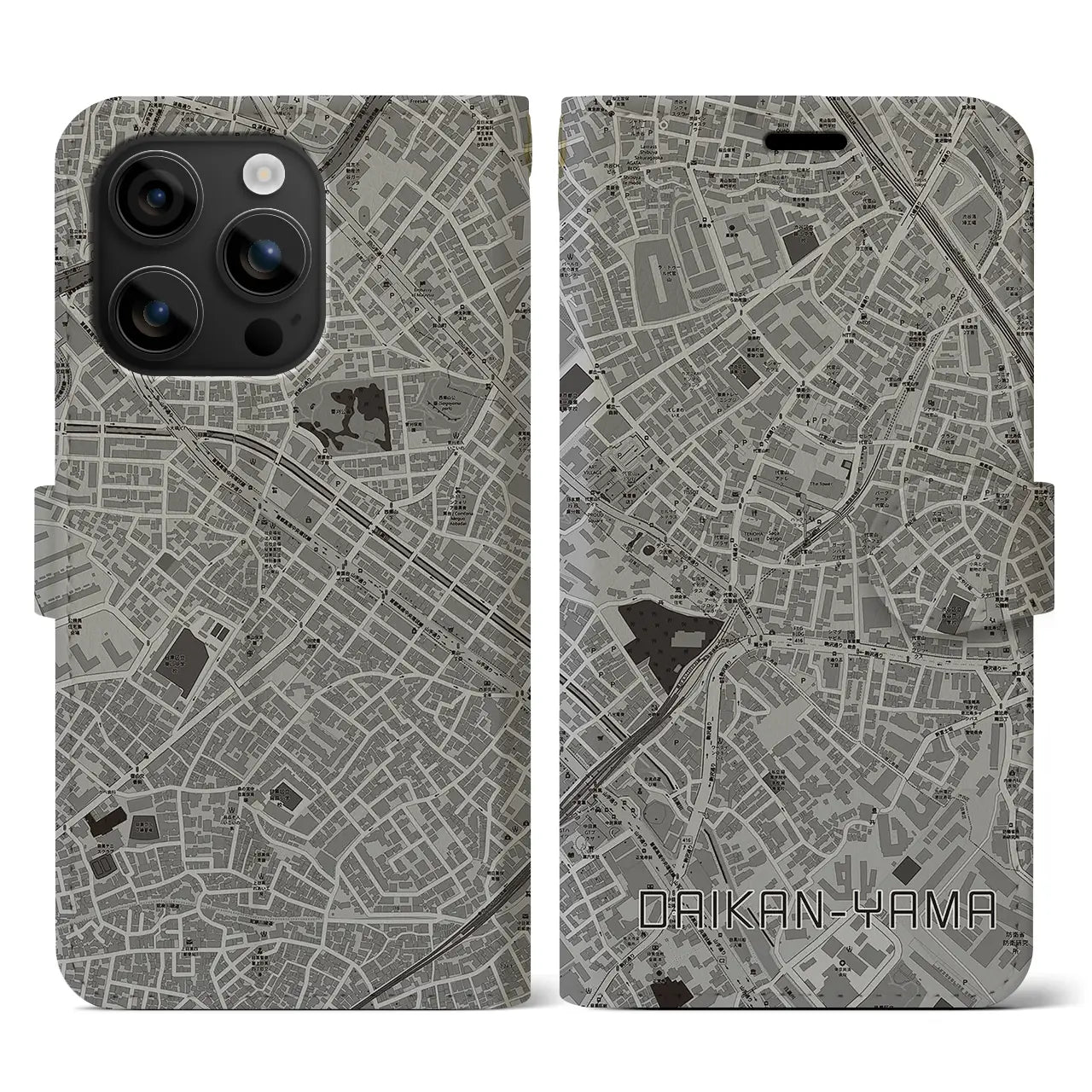 【代官山(東京都)】地図柄iPhoneケース(手帳タイプ)モノトーン・iPhone 16 用