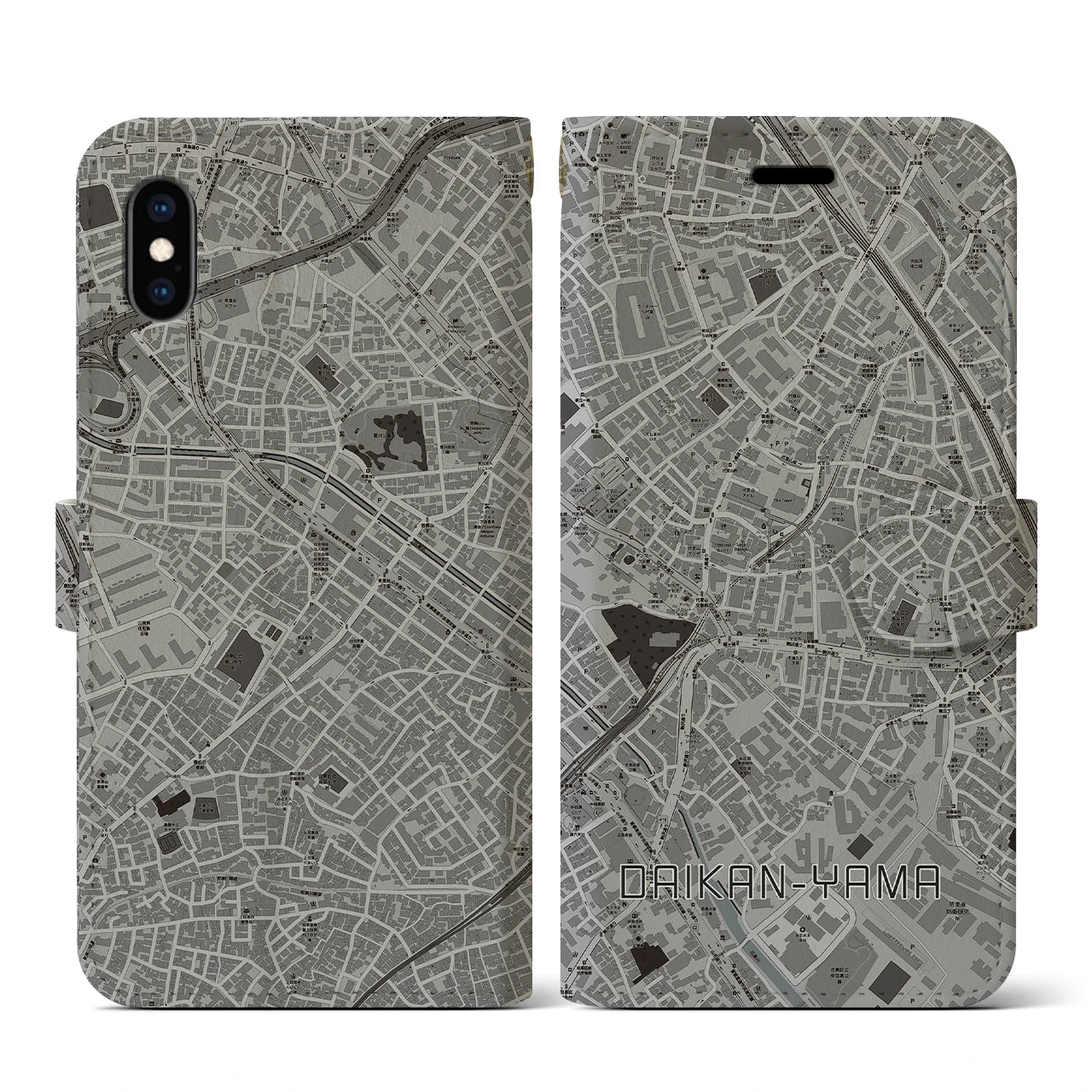【代官山(東京都)】地図柄iPhoneケース(手帳タイプ)モノトーン・iPhone XS / X 用