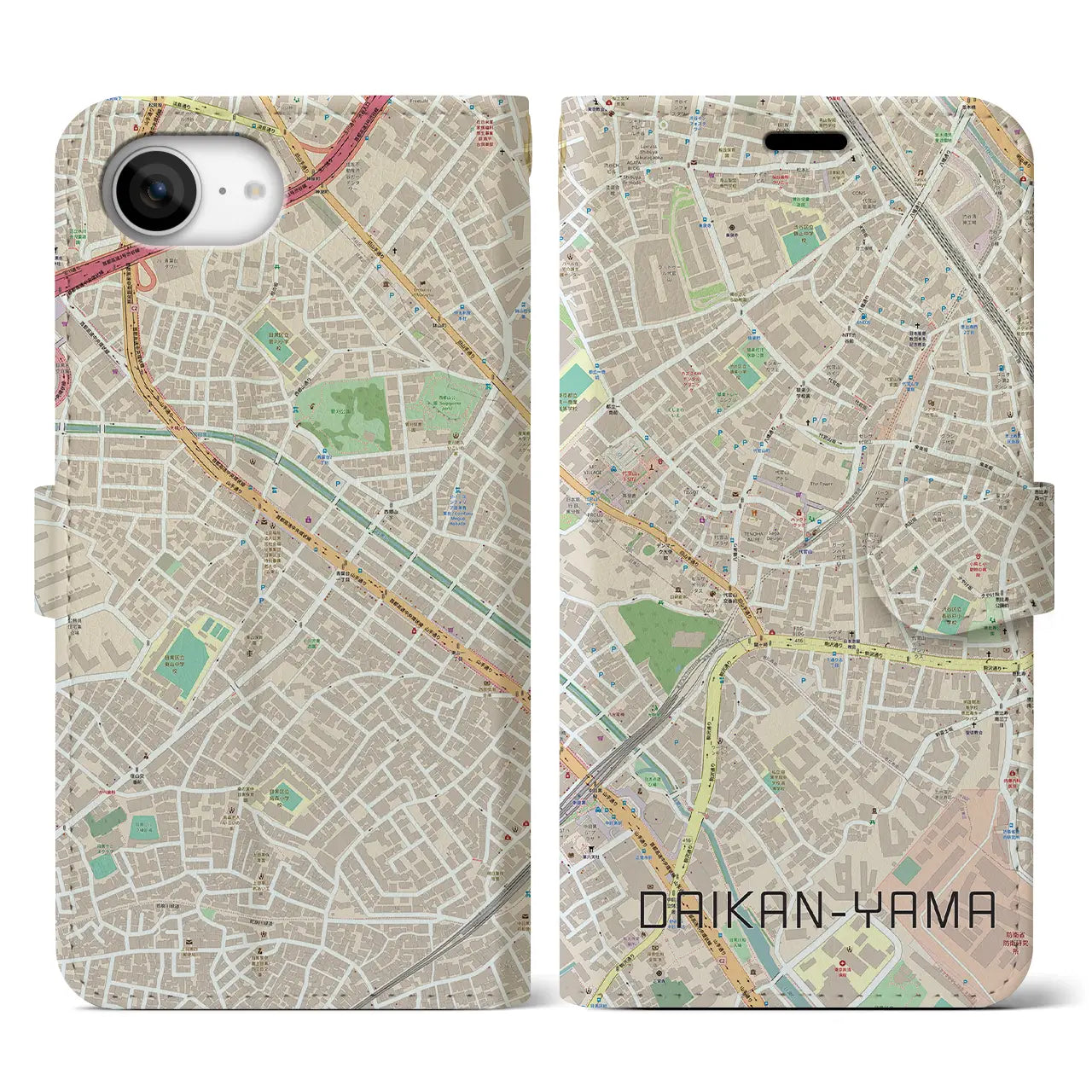 【代官山(東京都)】地図柄iPhoneケース(手帳タイプ)