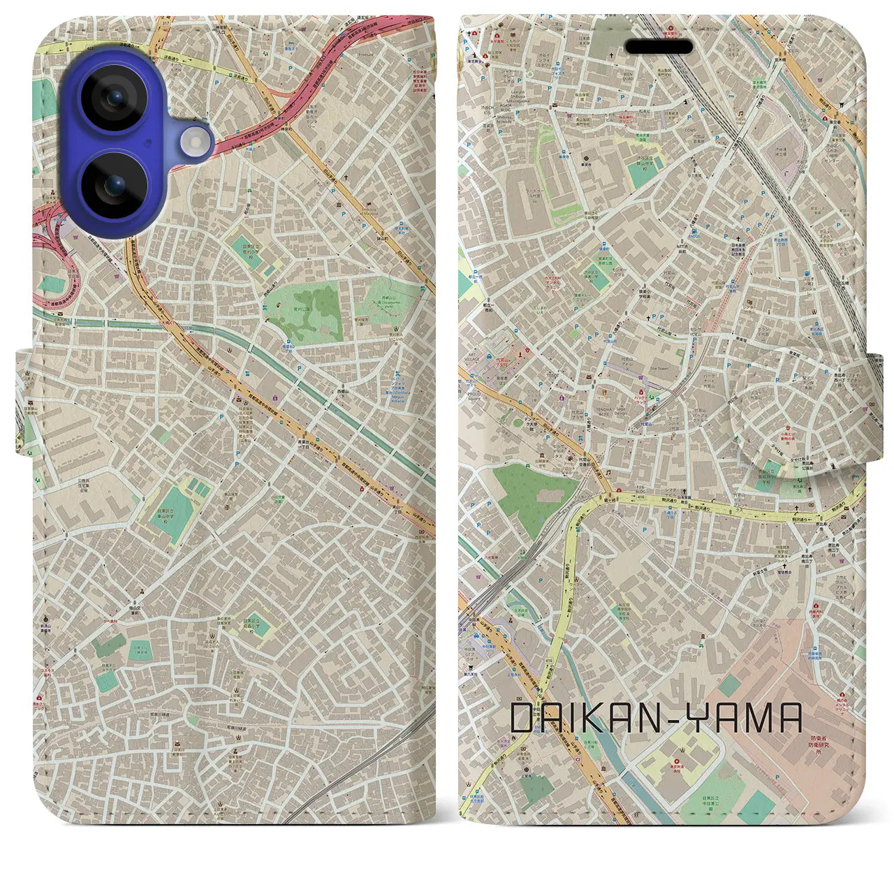 【代官山(東京都)】地図柄iPhoneケース(手帳タイプ)ナチュラル・iPhone 16 Pro Max 用