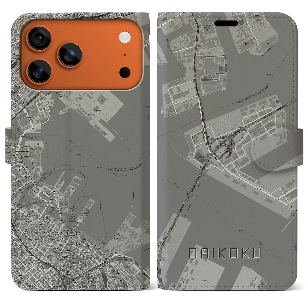 【大黒(神奈川県)】地図柄iPhoneケース(手帳タイプ)