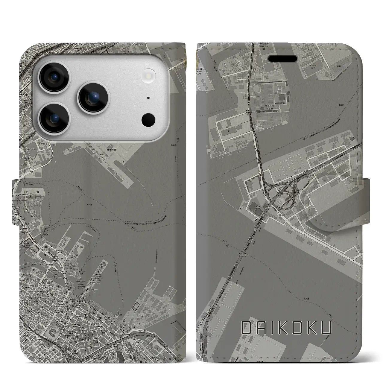 【大黒(神奈川県)】地図柄iPhoneケース(手帳タイプ)