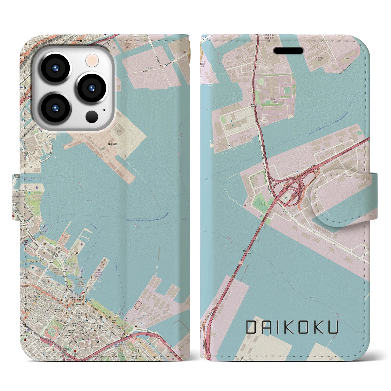 【大黒(神奈川県)】地図柄iPhoneケース(手帳タイプ)