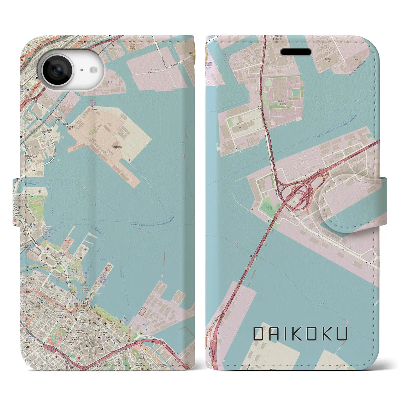 【大黒(神奈川県)】地図柄iPhoneケース(手帳タイプ)