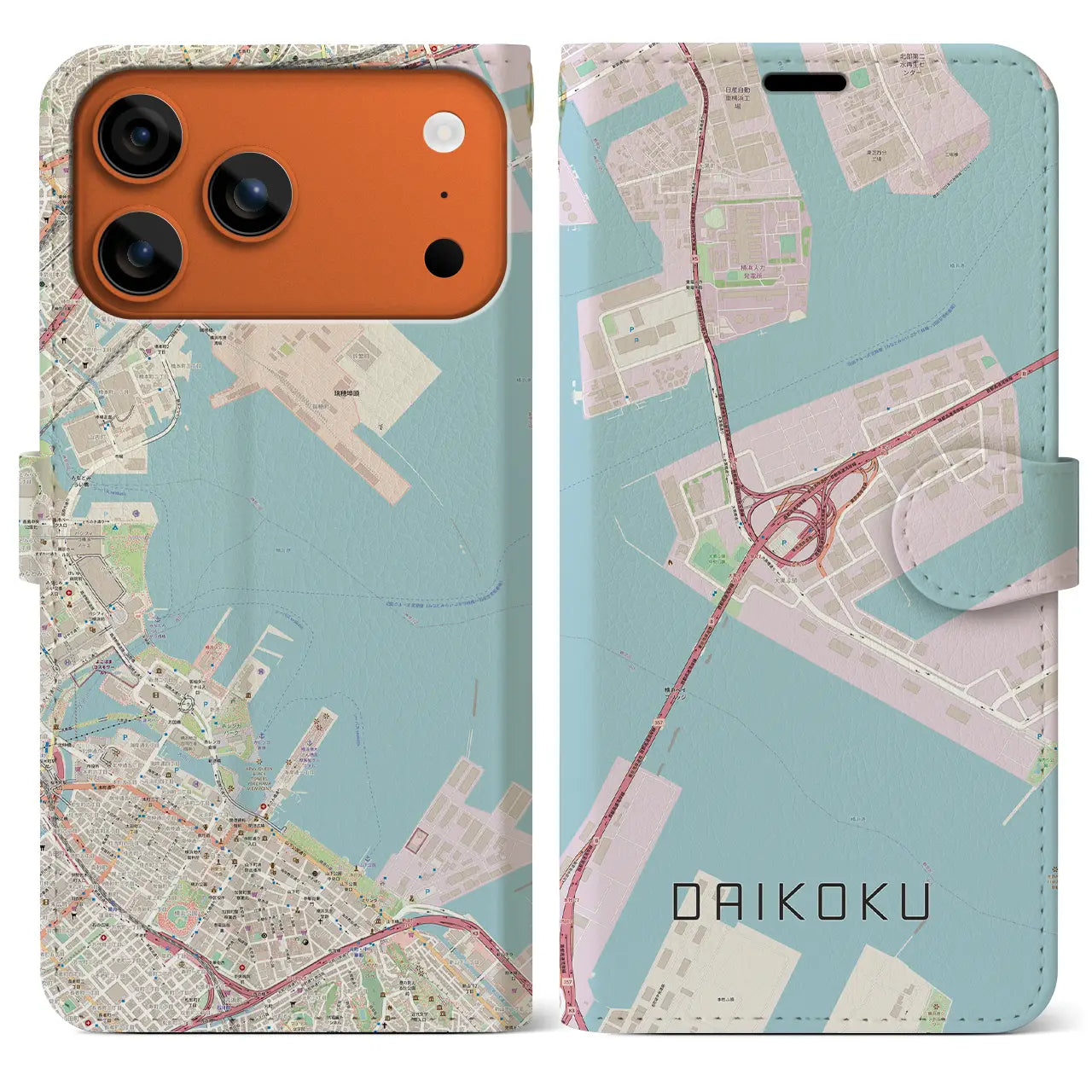 【大黒(神奈川県)】地図柄iPhoneケース(手帳タイプ)