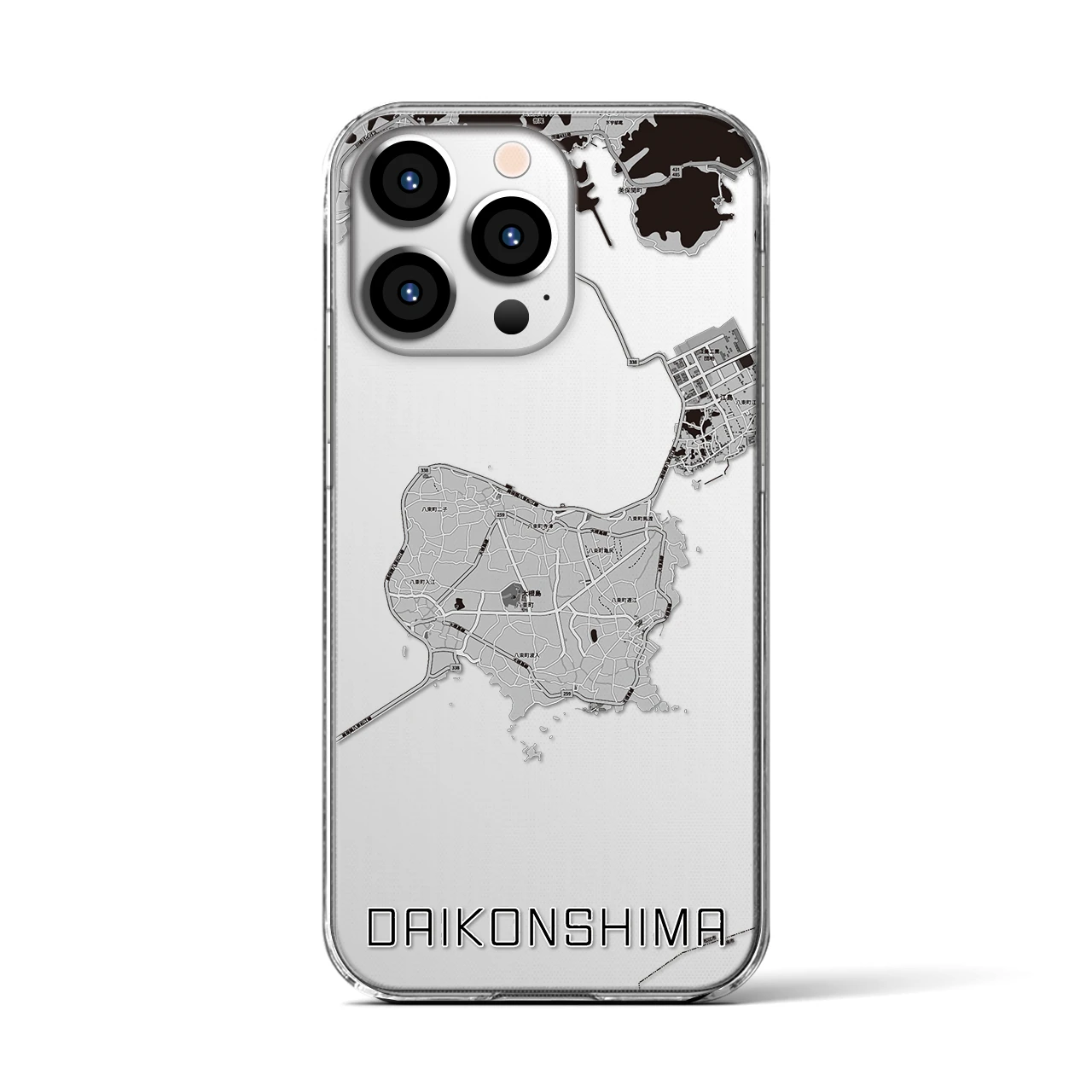 【大根島(島根県)】地図柄iPhoneケース(クリアタイプ)