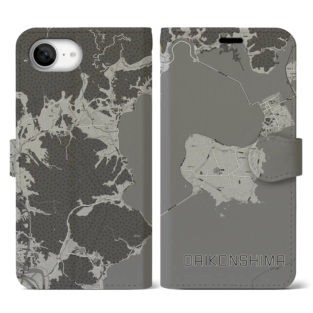 【大根島(島根県)】地図柄iPhoneケース(手帳タイプ)
