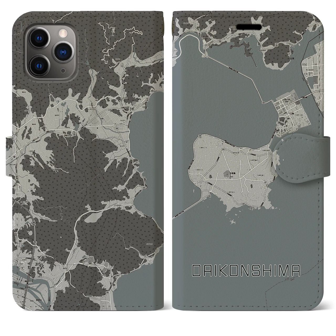 【大根島(島根県)】地図柄iPhoneケース(手帳タイプ)